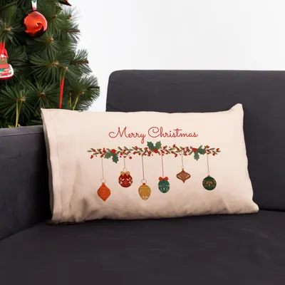 Merry Christmas Message Lumbar Pillow