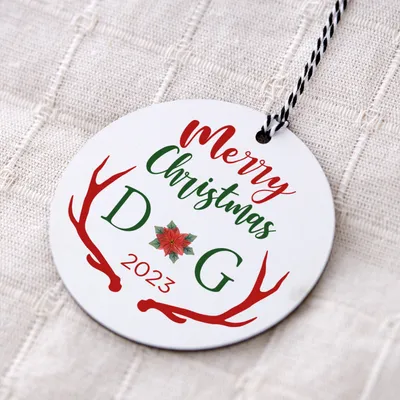 Merry Christmas Personalised MFD Tree Ornament with Initials