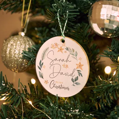 Merry Christmas Personalized MDF Tree Ornament