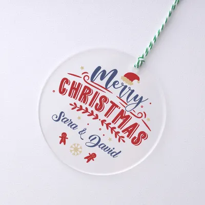Merry Christmas! Personalized Transparent Ornament with Names