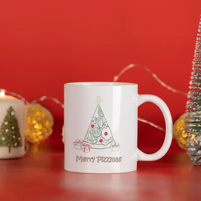 Merry Pizzmas Design Porcelain Tea Coffee Cup