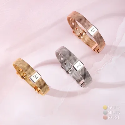 Mesh Bracelet with Personalized Initials