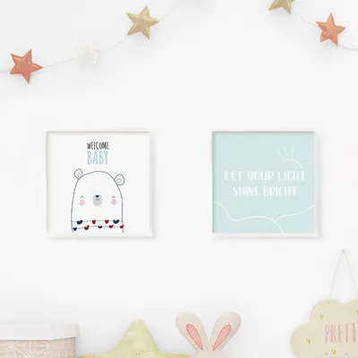 Minimal Bear Design Frame for Baby Room