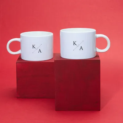 Minimal Designed 2 Cups with Initial Customization for Gifting