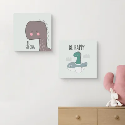 Minimal Dinosaur Design Canvas for Baby Room