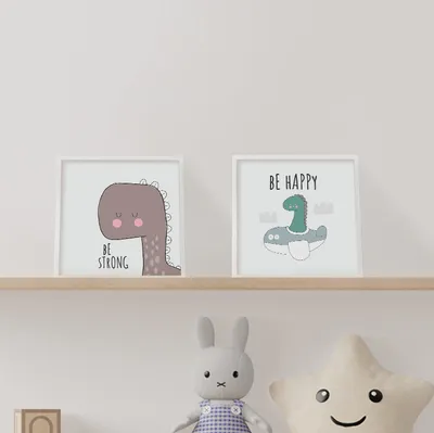 Minimal Dinosaur Design Frame for Baby Room