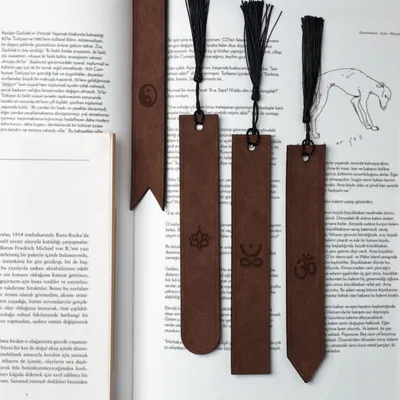 Minimal Yoga Symbol Leather Bookmark Set of 4