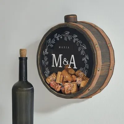 Minimalist Personalized Wine Cork Display Case with Custom Initials