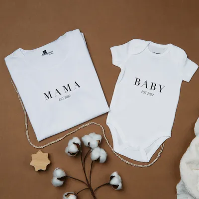 Mom and Baby T-shirt & Baby Body Personalized Matching Set