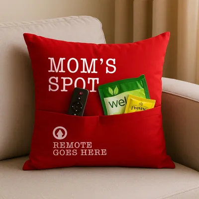 Mom's Spot TV Pillow with Pocket