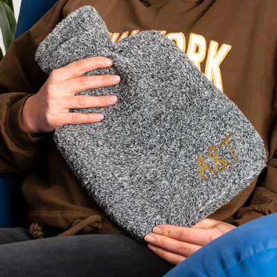 Monogrammed Plush Hot Water Bottle for Couples 14.5 x 8.6
