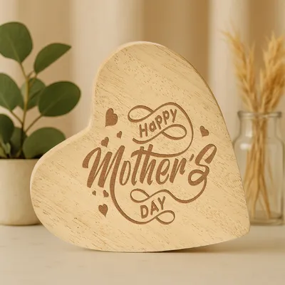 Mother's Day Engraved Wooden Heart Keepsake