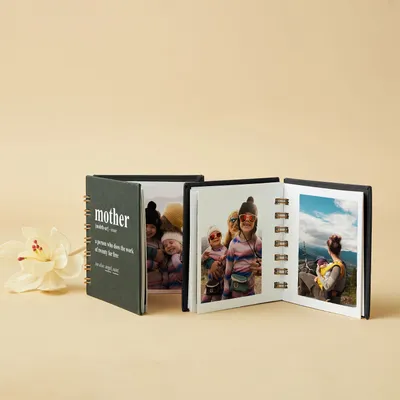 Mothers Day Gift Mini Photo Album with Mother Definition Designed Black Cover