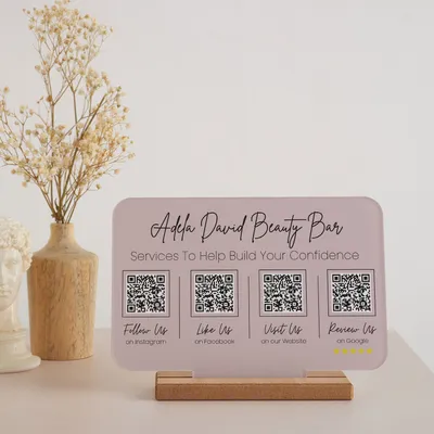 Multi QR Code Like, Follow, Comment Social Media Interaction Plaque