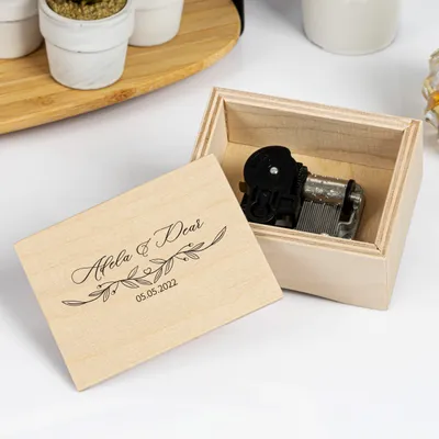 Name and Date Personalized Wooden Music Box