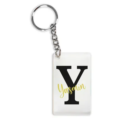 Name and Initial Printed Clear Plexiglass Keychain