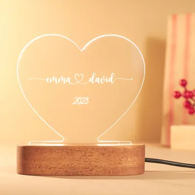 Name Personalized Minimal Heart Shaped Led Lamp
