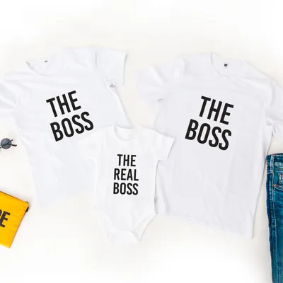 New Parents' Special The Boss Print 3-Piece Family T-Shirt Combo