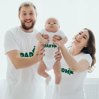 New Year's Family Matching Tree Design Set for Parents and Baby