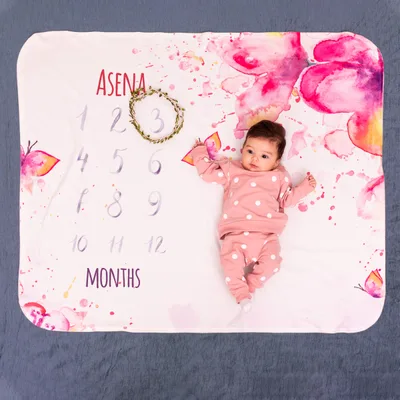 Newborn Baby Blanket with Water Color Drawing Design