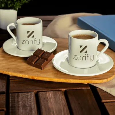 Office Gift Personalized 2 pcs Logo Printed Espresso Cup Set