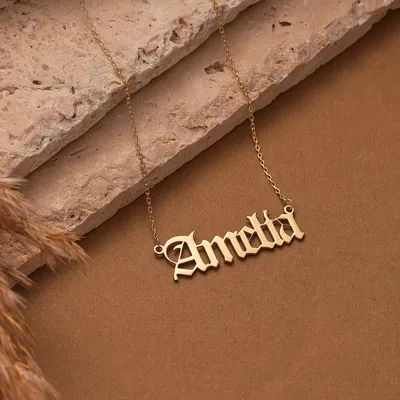 Old English Font Silver Name Necklace
