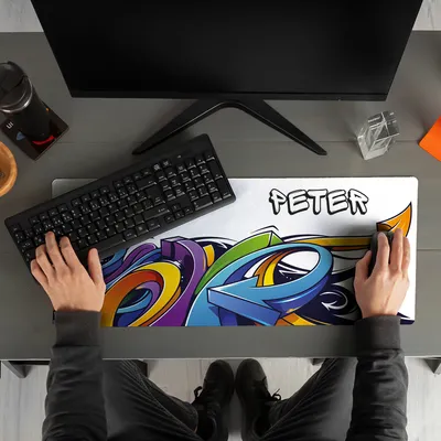 Personalised 27.5 x 12 İnches Player Mousepad with Graffiti Design