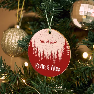 Personalised MDF Christmas Tree Ornament for Couples