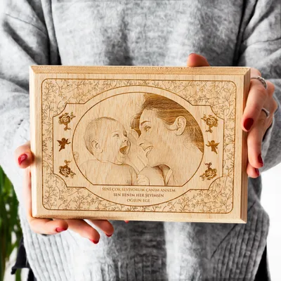 Personalized Engraved Wood Photo Gift for Mother