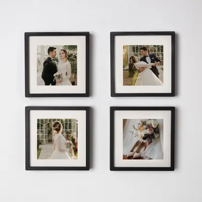 Personalized 4pcs Self-Adhesive Photo Frame Set with Matting