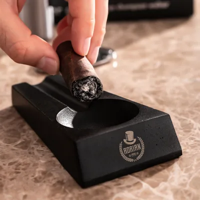 Personalized Aluminum Metallic Black Cigar Ashtray Gifts for Him