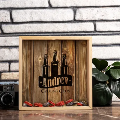 Personalized Bachelor & Bachelorette Party Keepsake Beer Cap Collection Display Box