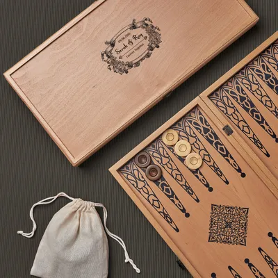 Personalized Backgammon Set for Couples - Beech Wood Finish