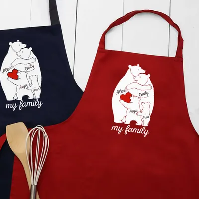 Personalized Bear Family Kitchen Apron