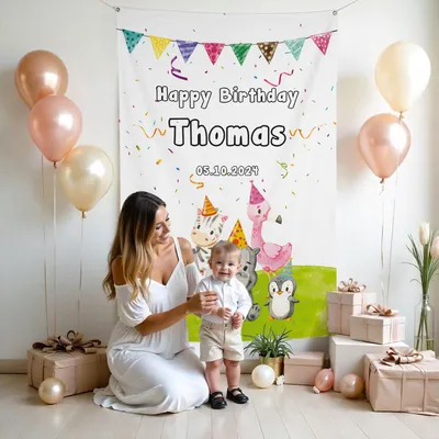 Personalized Birthday Banner for Babies and Kids - 37 x 57 inches