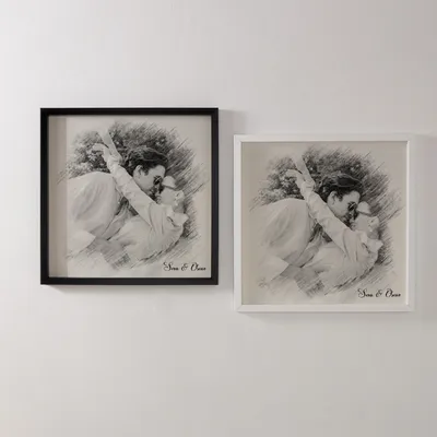 Personalized Black and White Sketch Effect Photo Frame