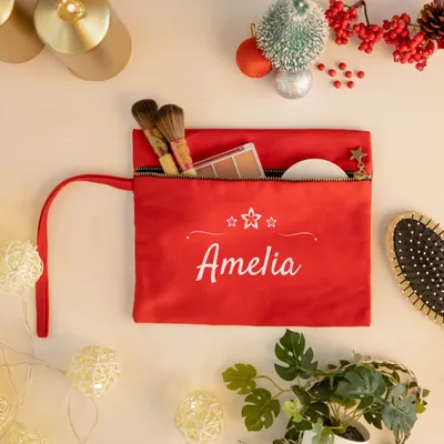 Personalized Canvas Makeup Bag with Name for Her