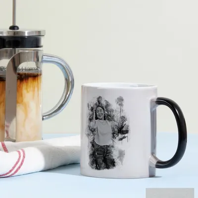 Personalized Charcoal Design Photo Printed Magic Mug