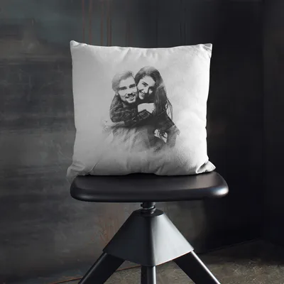 Personalized Charcoal Illustration Pillow Cushion