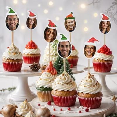 Personalized Christmas Eve Photo Cake Toppers