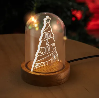 Personalized Christmas Snow Globe LED Lamp