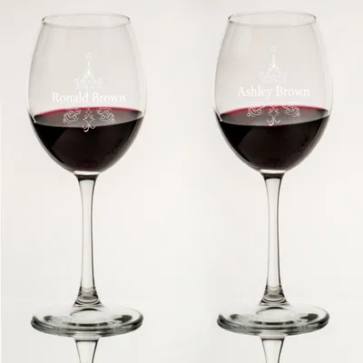 Personalized Christmas Tree Wine Glass Set for Couples