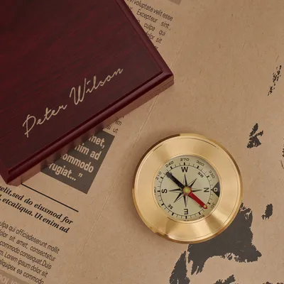 Personalized Compass in Wooden Box