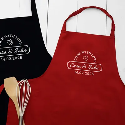 Personalized Cook With Love Apron for Couples