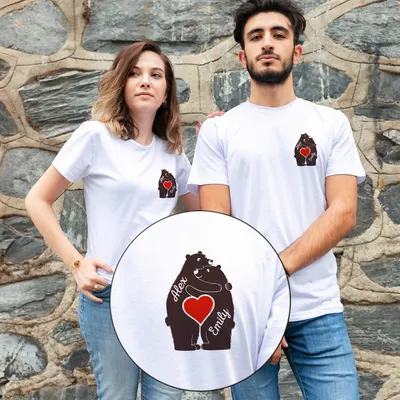 Personalized Couples Bear Print Matching Tees