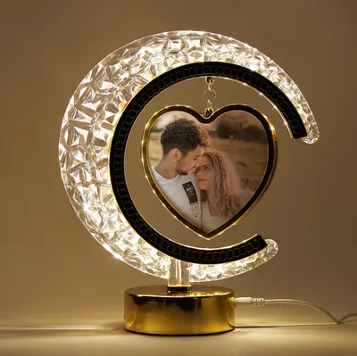 Custom Crystal Moon Photo Frame with LED Light