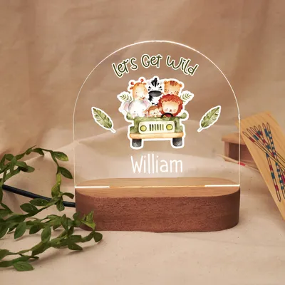 Personalized Decorative Led Lamp with Cute Safari Theme