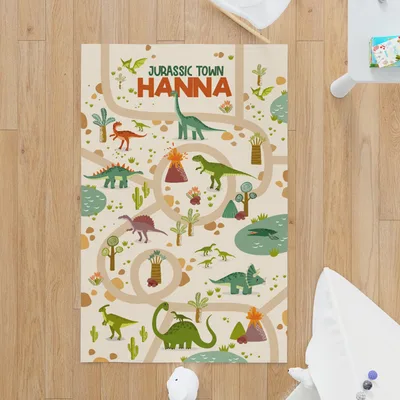 Personalized Dinosaur Themed Kids Play Mat - Personalized Kids Play Blanket