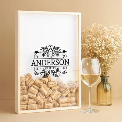 Personalized Family Name Wine Cork Collector Box