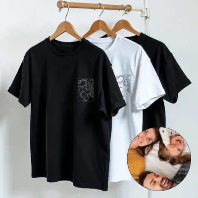 Personalized Family Photo Line Art T-Shirt